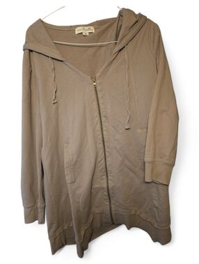 Simply Noelle Taupe Hooded Zip-Front Jacket
